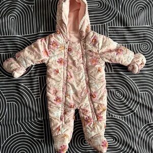 Next Pink Floral Quilted Kids Footie